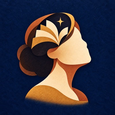 Illustration of a person with an open book and a guiding star